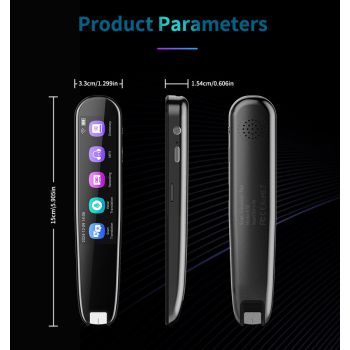 Smart AI Scan & Voice Translator Pen - 112+ Languages, Offline Mode, HD Touchscreen & Dictionary(black)