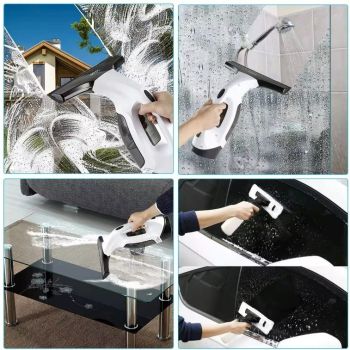 Cordless Window & Surface Vacuum Cleaner Kit - Rechargeable, Streak-Free Squeegee with Spray Bottle(White)