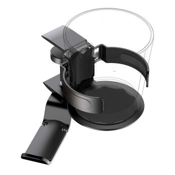Two desktop clip-on cup holders and headphone hanger - adjustable, non-slip silicone, maximum load 15KG(black)