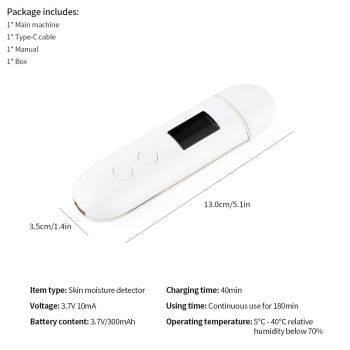 Smart Skin Analyzer with Multi-Function Detection - Measures Hydration, Oil, Elasticity, Skin Age & Fluorescent Agent Test(White)