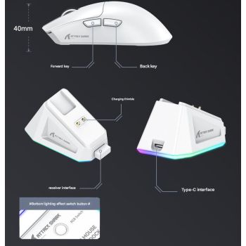 High-Performance Tri-Mode Wireless Gaming Mouse - 22000 DPI, Rechargeable, with RGB Charging Dock(red)