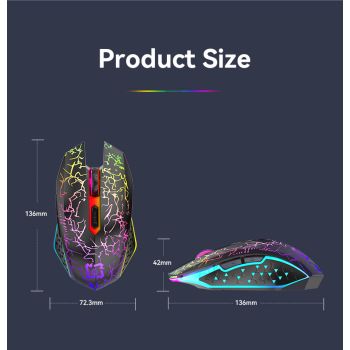 Ergonomic Dual-Mode Wireless Gaming Mouse - Mute Buttons, Adjustable DPI, Rechargeable, Multi-Assist Keys(black)