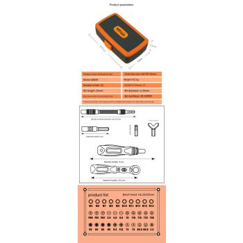 38-Piece Ratchet Screwdriver & Socket Wrench Set - Professional Multi-Bit Repair Tool Kit with Portable Case(orange)