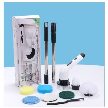 9-in-1 Multifunctional Cordless Electric Spin Scrubber with Adjustable Extension Handle(white)