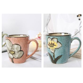 Artisanal Hand-Painted Floral Ceramic Mug - 350ml (Blind Box - 1 of 5 Styles Sent Randomly)