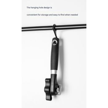 2pc Multifunctional Safe-Cut Can Opener - Smooth Edge, Ergonomic Handle(black)