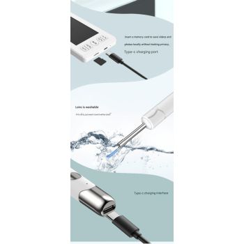 All-in-One Wireless Visual Ear Cleaner Kit with 4.3" IPS Display Screen(white)