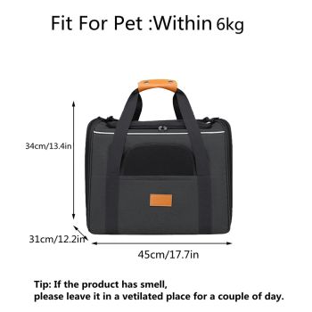 Foldable Soft-Sided Pet Carrier for Travel - Fits Cats & Small Dogs Under 6kg, with Removable Plush Bed & Shoulder Strap(grey)