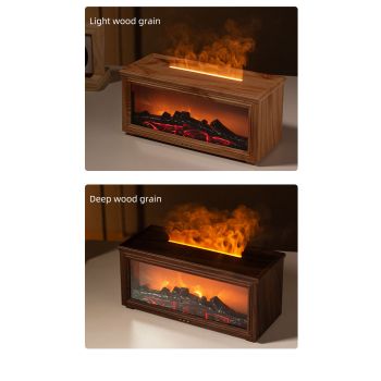 Fireplace Flame Effect Aroma Diffuser & Humidifier with 7-Colour Light, Timer & Remote Control(black)