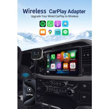Wireless CarPlay Adapter with 1.6" Multi-Functional Screen, Car Diffuser & 360 Vent Clip(silver)