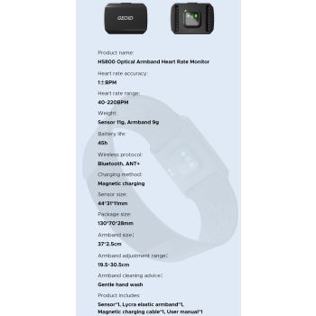 Optical Armband Heart Rate Monitor - Bluetooth & ANT+ Dual Protocol, IP67 Waterproof for Fitness Training(black)