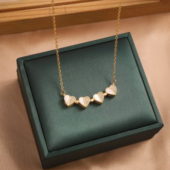 S925 Sterling Silver 2-in-1 Magnetic Convertible Clover to Hearts Pendant Necklace(gold)