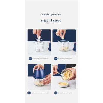 Electric Mini Garlic Chopper with Glass Bowl - USB Rechargeable, 6 Blades, Large Capacity(green)