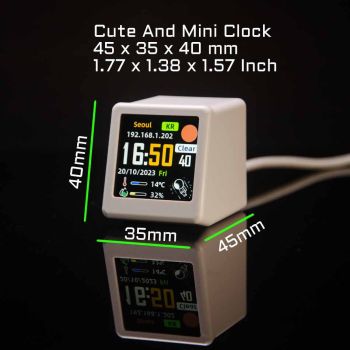 2pc Mini Smart Wi-Fi Weather Station Clock - Desktop Digital Clock with HD IPS Screen, Customizable GIF Display & 3-Day Forecast(Silver)