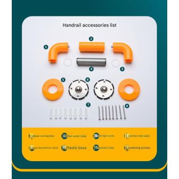 2pc Heavy-Duty Anti-Slip Safety Grab Bar with Luminous Rings - Stainless Steel Core Bathroom Handrail(yellow 30cm)