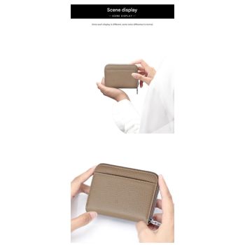 Genuine Leather RFID Blocking Accordion Card Holder & Coin Purse - Large Capacity Zip Wallet(green)