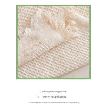 Black and white Ball Pattern Soft Waffle Weave Throw Blanket - Boho Style Cotton Blend Sofa Cover with Fringe 180x340cm