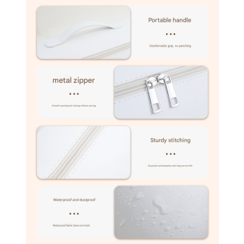 White Premium PU Leather Travel Case for Hair Styling Tools - Double Layer Waterproof Organizer Bag for Hair Dryer, Curler & Straightener