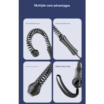 Black Cordless Battle Ropes - Heavy Duty Spring Steel Power Trainers for Full Body Strength & Cardio Workout