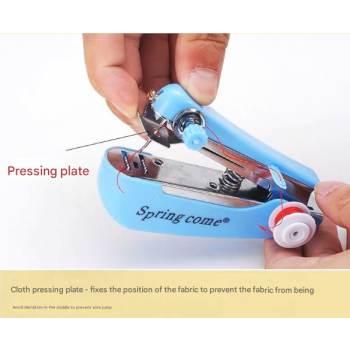 2 Pcs Blue Portable Mini Handheld Sewing Machine - Manual Stitching Tool for Quick Fabric Repairs