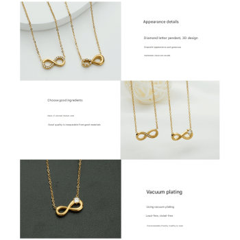 Style 4 Gold Infinity Necklace for Women - Dainty Titanium Steel Pendant with Sparkling Cubic Zirconia