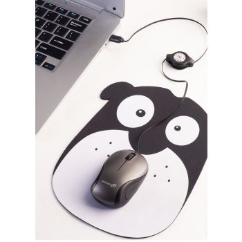 Grey and Black Portable Mini USB-C Mouse with Retractable Cable - Silent Click Travel Mouse for Laptop, MacBook, Tablet