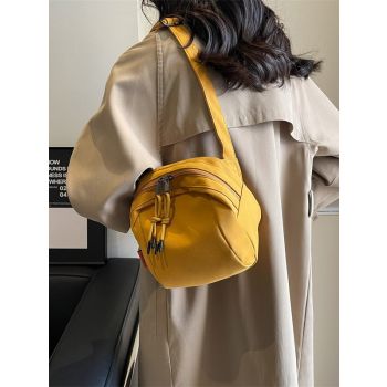 Yellow Lightweight Canvas Crossbody Bag - Minimalist Casual Shoulder Satchel with Adjustable Strap