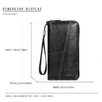 Brown Men's Long Zipper Wallet Clutch - PU Leather Wristlet with Phone and Card Slots