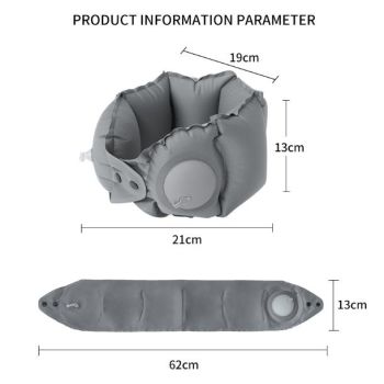 Dark Grey Press-Pump Inflatable Travel Pillow - Ultra-Lightweight Ergonomic 360° Neck Support