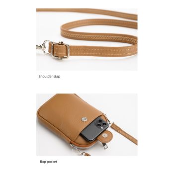 Grey Chic Crossbody Phone Bag - Womens PU Leather Mini Shoulder Purse with Adjustable Strap
