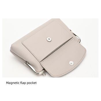 Blue Women's Vintage Kiss Lock Crossbody Bag - PU Leather Clutch Purse with Detachable Strap
