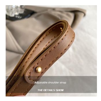 Khaki and Brown Chic PU Leather Crossbody Bag with Cute Bear Charm - Adjustable Strap Shoulder Purse