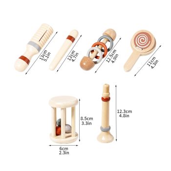 Wooden Musical Instrument Set for Toddlers - 6 Piece Montessori Percussion Toy Kit for Early Learning