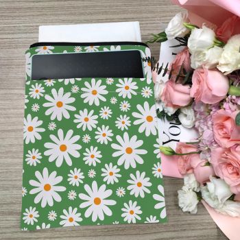 Blue Floral pattern book cover with zippered pocket - Lightweight polyester book cover, suitable for books and tablets(FBS001)