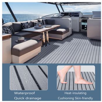 Grey Striped EVA Boat Deck Mat - Waterproof Non-Slip Flooring for Yacht, Boat, and Outdoor Use(2400x300x6mm)