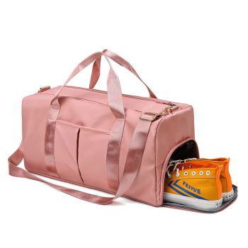 Black Large Capacity Travel Duffel Bag – Wet & Dry Separation, Shoe Compartment, and Luggage Sleeve for Gym, Yoga, and Short Trips