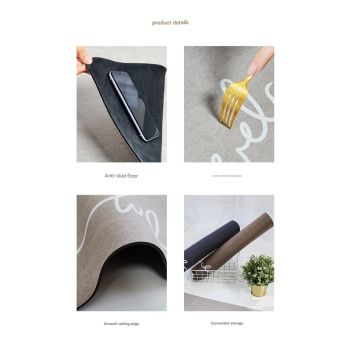 Super Absorbent Quick-Dry Diatomite Bath Mat - Non-Slip Suede Finish Bathroom Floor Mat(letter Gray )