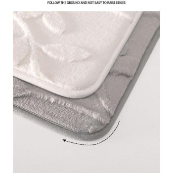 Plush Embossed Leaf Bath Mat - Ultra Soft, Absorbent & Non-Slip Bathroom Rug(White 50*80㎝)