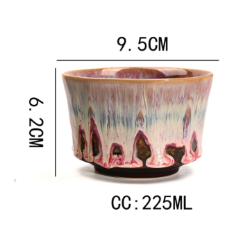 Beige 225ml Ceramic Kiln Glazed Coffee Latte Art Cup - Retro Style Matcha Bowl