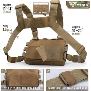 Green Minimalist Tactical Chest Rig - Lightweight Recon Pouch with Laser-Cut MOLLE & Quick-Release Buckles
