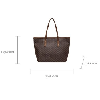 Black Chic Monogram Print Tote Bag - Large Capacity Shoulder Handbag for Work & Commuting