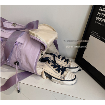 Purple Stylish Sports Gym Bag for Women - Lightweight Travel Duffel with Wet/Dry Pocket