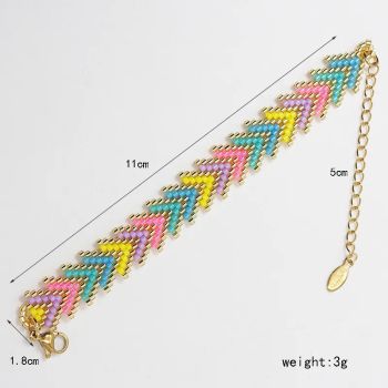 Blue Miyuki Beaded Bohemian Rainbow Arrow Handmade Stainless Steel Bracelet