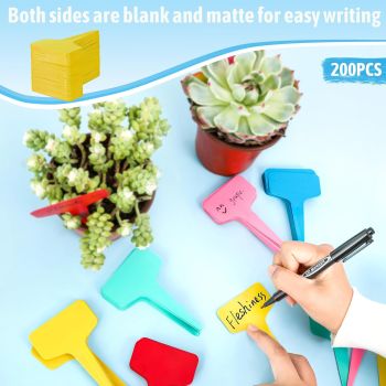 Red 200 Pack Waterproof Plant Labels T-Type Garden Tags with 2 Marking Pens for Succulents Flowers Seedlings and Aussie Home Gardening Identification