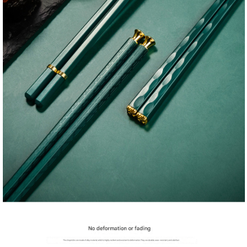 Two-piece Set Premium Alloy Chopsticks Set of 5 Pairs - 24.3cm Black and Gold Luxury Reusable Utensils for Modern Australian Dining