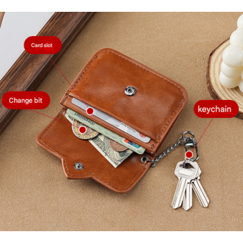 2PCS Coffee Women's Slim PU Leather Card Holder with Cute Heart Detail and Keychain Clip - Ultra Thin Portable Card Sleeve for Daily Use and Gifting