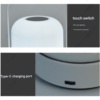 White Portable LED Table Lamp Rechargeable Touch Dimmable Lantern 3 Colour Modes Night Light for Bedroom Camping Outdoor Dining 20cm