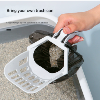 Yellow 2-in-1 Cat Litter Scoop with Attached Waste Bin Integrated Poop Scooper Holder Detachable Kit with 150 Degradable Bags
