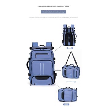 Large Capacity Convertible Travel Backpack - 16" Laptop Compartment, Shoe Pouch & USB Port(blue)