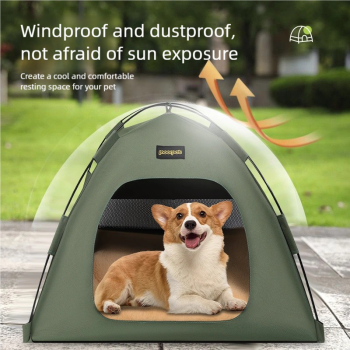 Small Size Pet Tent for Cats & Dogs(Green) - Portable Comfort Shelter with Soft Cushion